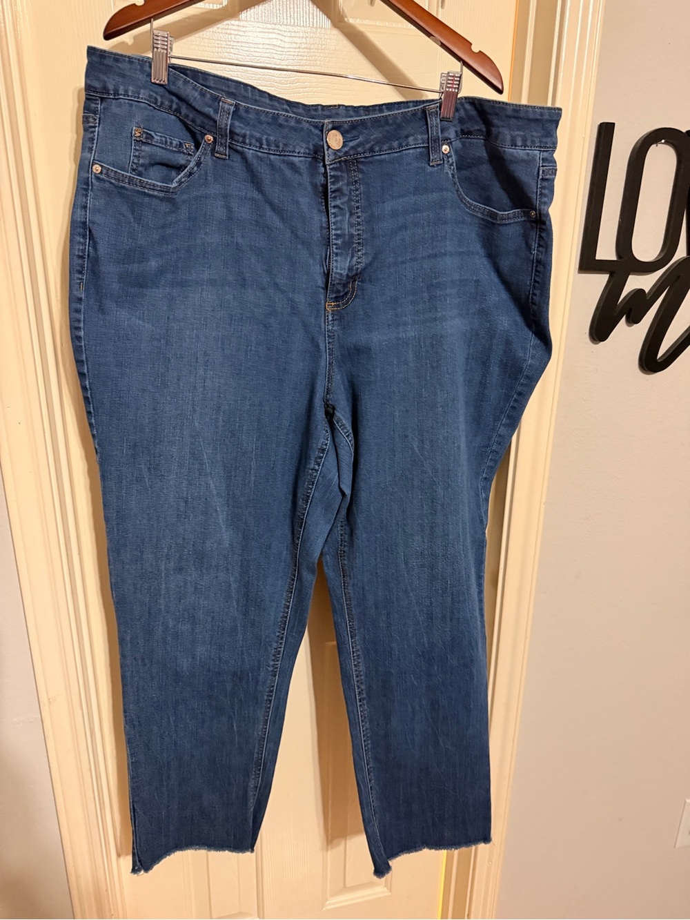 Plus Size Seven7 Cropped Ankle Jeans in Dark Blue Wash